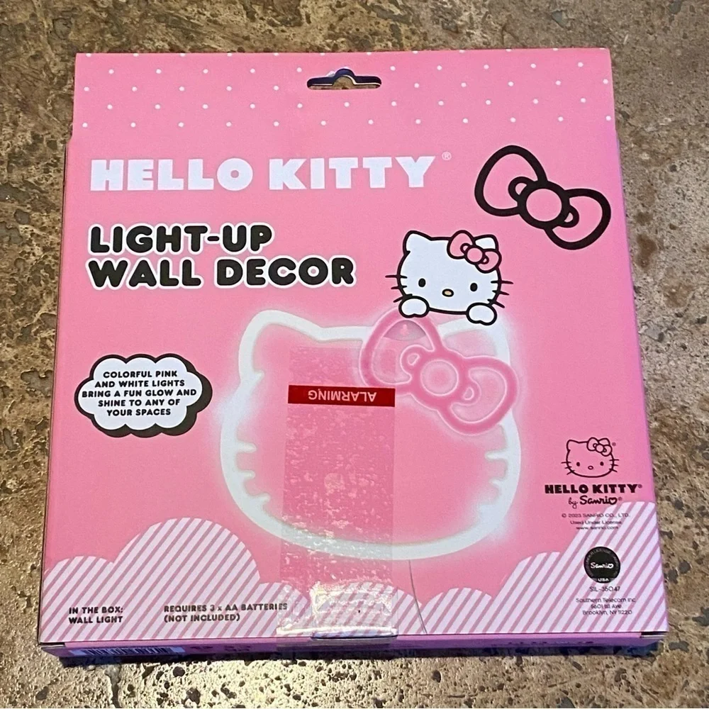 New!! HELLO KITTY Pink Light-Up Wall Decor-Small